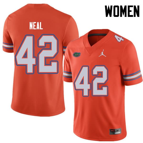 NCAA Florida Gators Keanu Neal Women's #42 Jordan Brand Orange Stitched Authentic College Football Jersey WQY2464TY